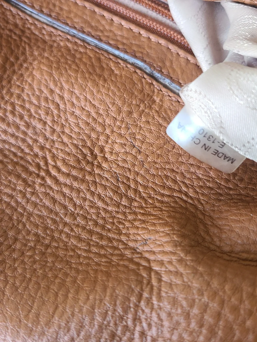 Michael Kors Cognac Pebbled Leather Shoulder Bag with Tassel